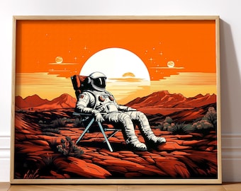 Astronaut im Urlaub Space Alien Sci-Fi Wand Kunst Druck Dekor