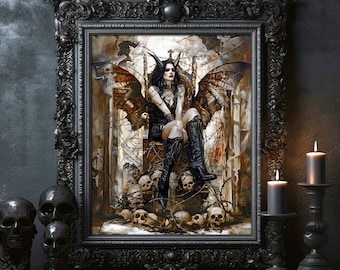 Lilith Demon Princess Gothic Demon Queen Witch Oil painting Print Poster Wall Art Dark Art Occult Witchcraft Wiccan Art