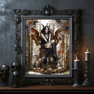 Lilith Demon Princess Gothic Demon Queen Witch Oil painting Print Poster Wall Art Dark Art Occult Witchcraft Wiccan Art