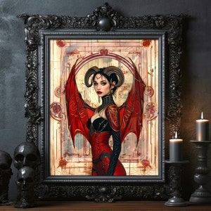 Lilith Demon Queen Gothic Princess Witch Print Poster Wall Art Dark Art Occult Witchcraft Wiccan Art Lilith