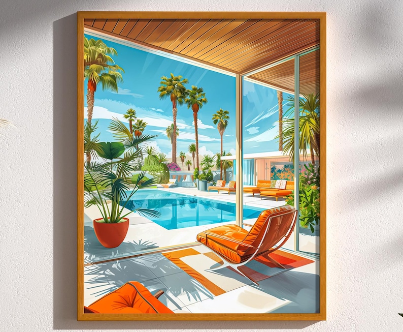 Mid Century Modern Palm Springs Swimming Pool House Architecture Art ...