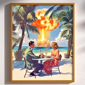 A Blast of an Evening, Atomic Age Surreal Mushroom Cloud Vintage Retro-Future Sci-Fi Mid Century Funny Cosmic Wall Art Decor Print Poster