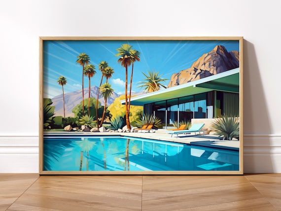 Palm Springs Pool Club A2サイズ額装作品 Palm Springs Life - July 1965 - Vintage Poolside Poster – Shop