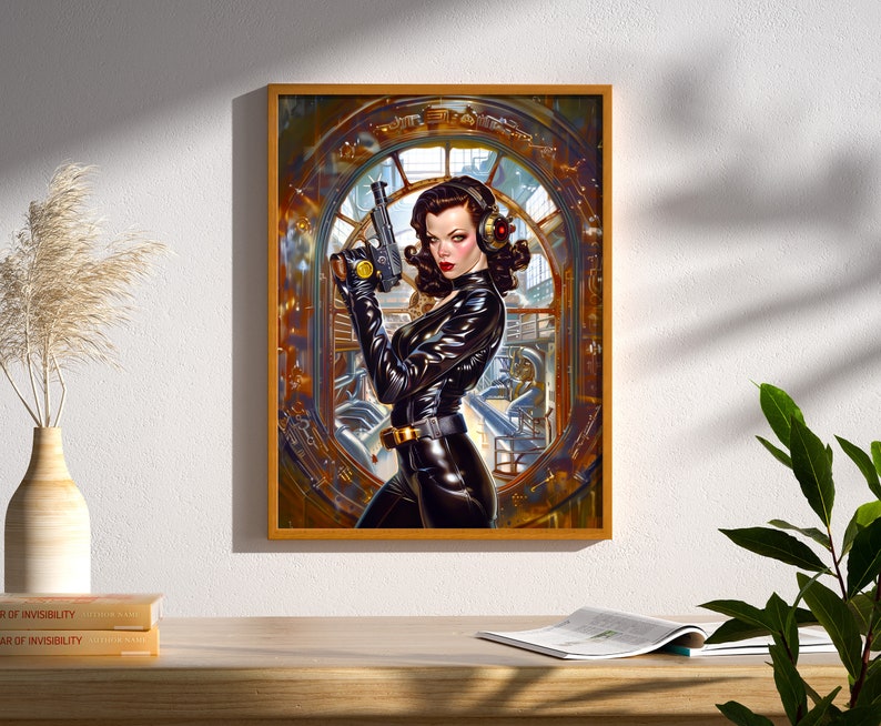 Retro Futuristic Sci-fi Space Woman Warrior Astronaut Pulp Art Poster ...