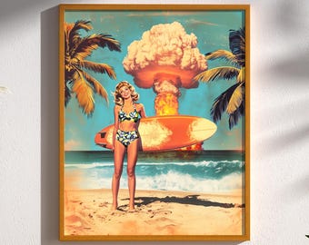 Mid Century Modern Atomic Wall Art | 1950s Nuclear Print | Dark Humor Decor | Retro Sci Fi Wall Art | Cold War Poster
