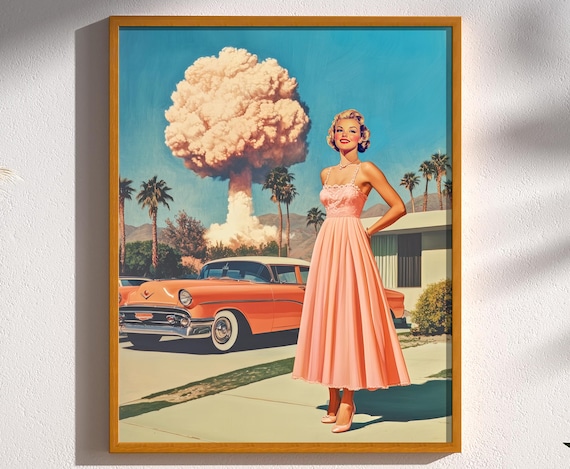 Mid Century Modern Atomic Wall Art | 1950s Nuclear Print | Dark