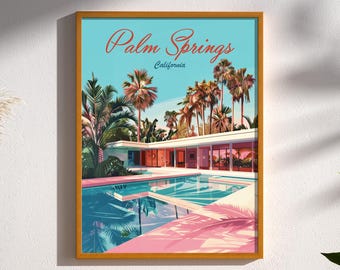 洋書 PALM SPRINGS STYLE ミッドセンチュリー 写真集 イームズ Palm Springs Mid Century Modern Home Pink and Blue Travel Poster