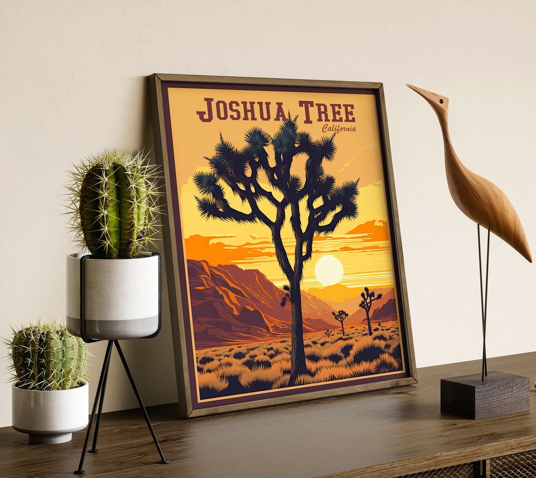 Joshua Tree US National Park Vintage Travel Poster Wall Art Print Palm ...