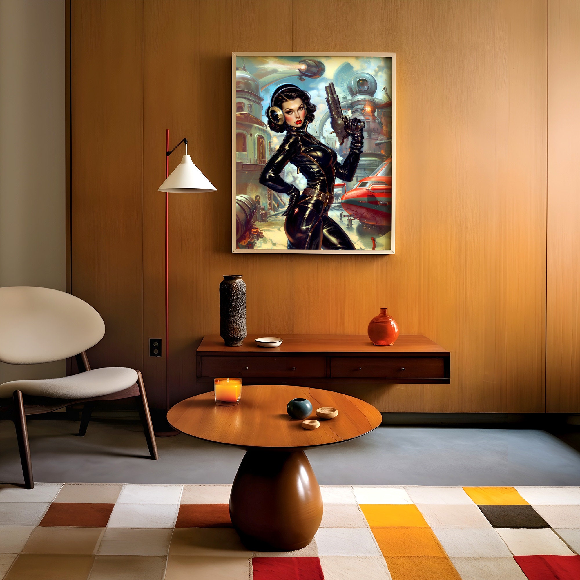Retro Futuristic Sci-fi Space Woman Warrior Astronaut Art Poster Print ...