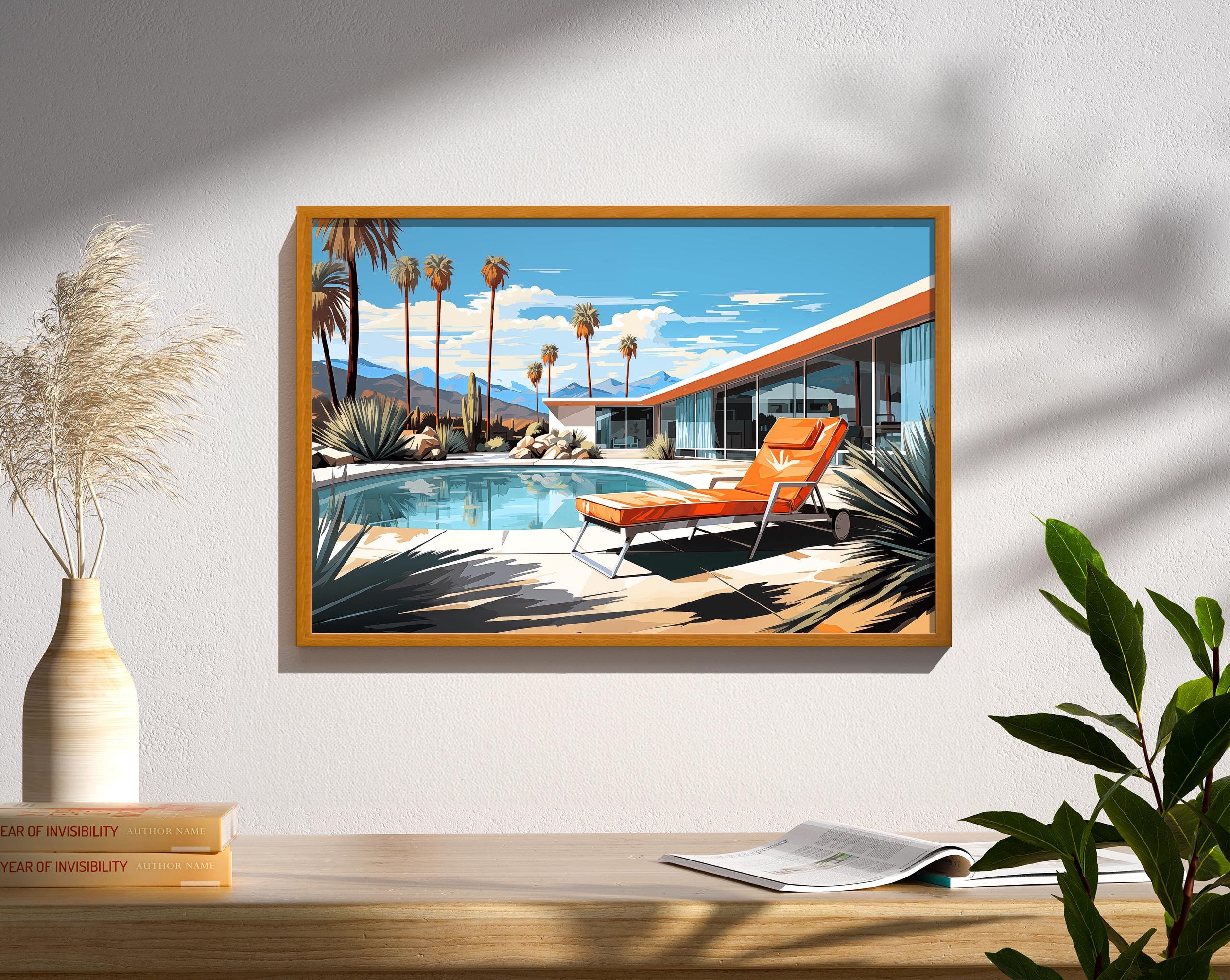 Palm Springs Pool Wall Art | Mid Century Modern House Print