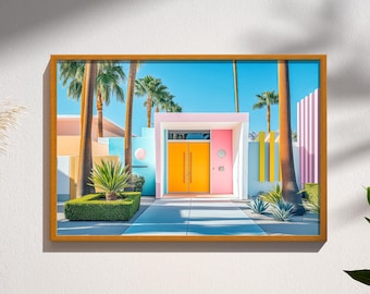 Palm Springs Mid Century Modern Wall Art | Retro California House Print | Desert Modern Architecture Poster | Palm Springs Door Entrance