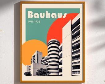 Bauhaus Architecture Poster | Modernist Geometric Wall Art | Mid Century Architectural Print | Minimalist Modern Home Decor