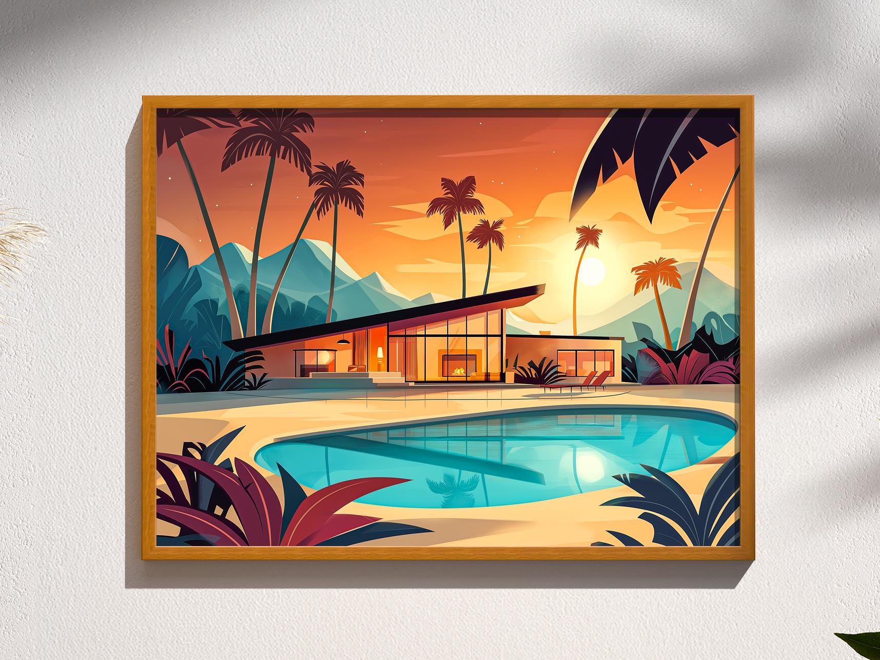 Palm Springs Pool Wall Art | Mid Century Modern House Print