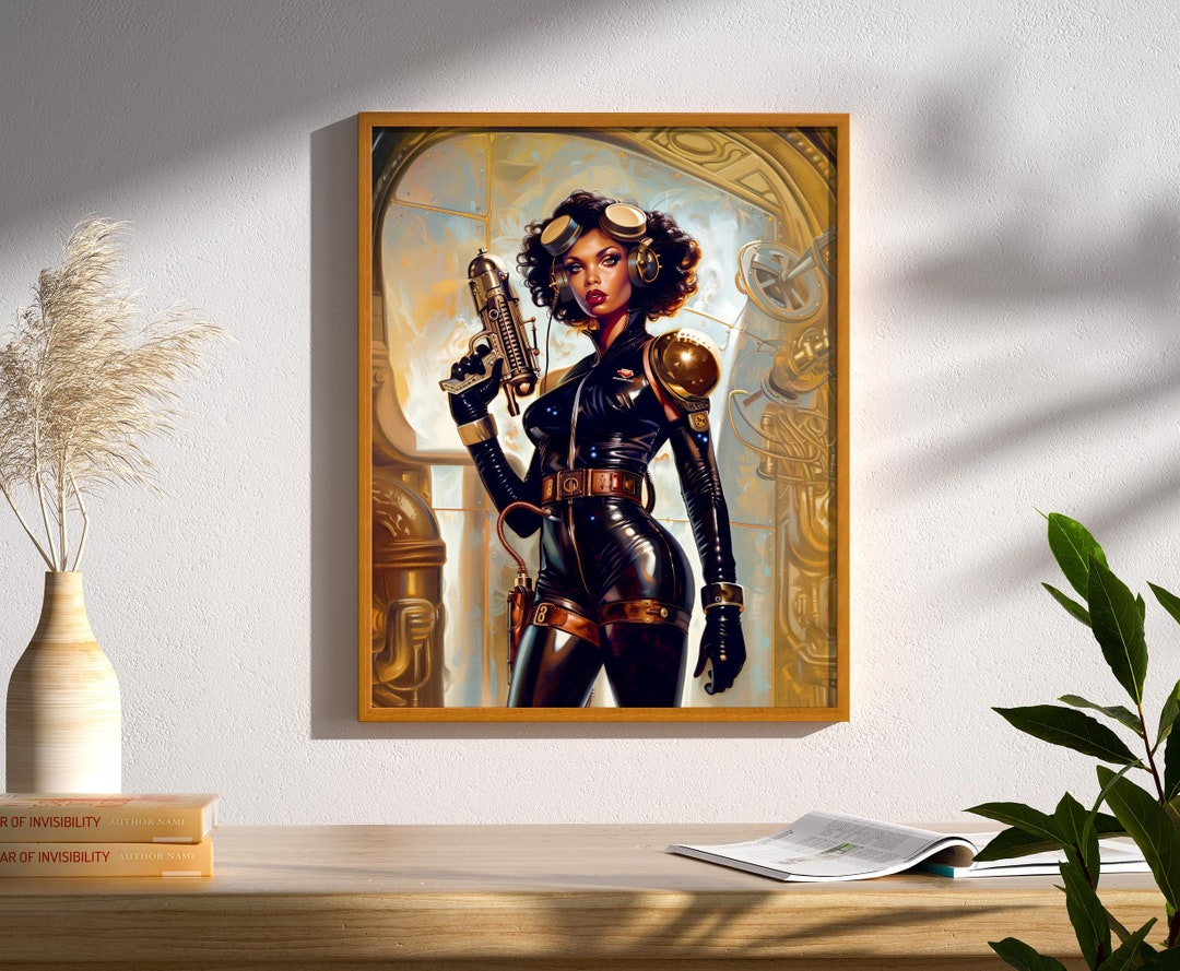 Retrofuture Space Woman Female Astronaut Wall Art Print Poster Decor ...