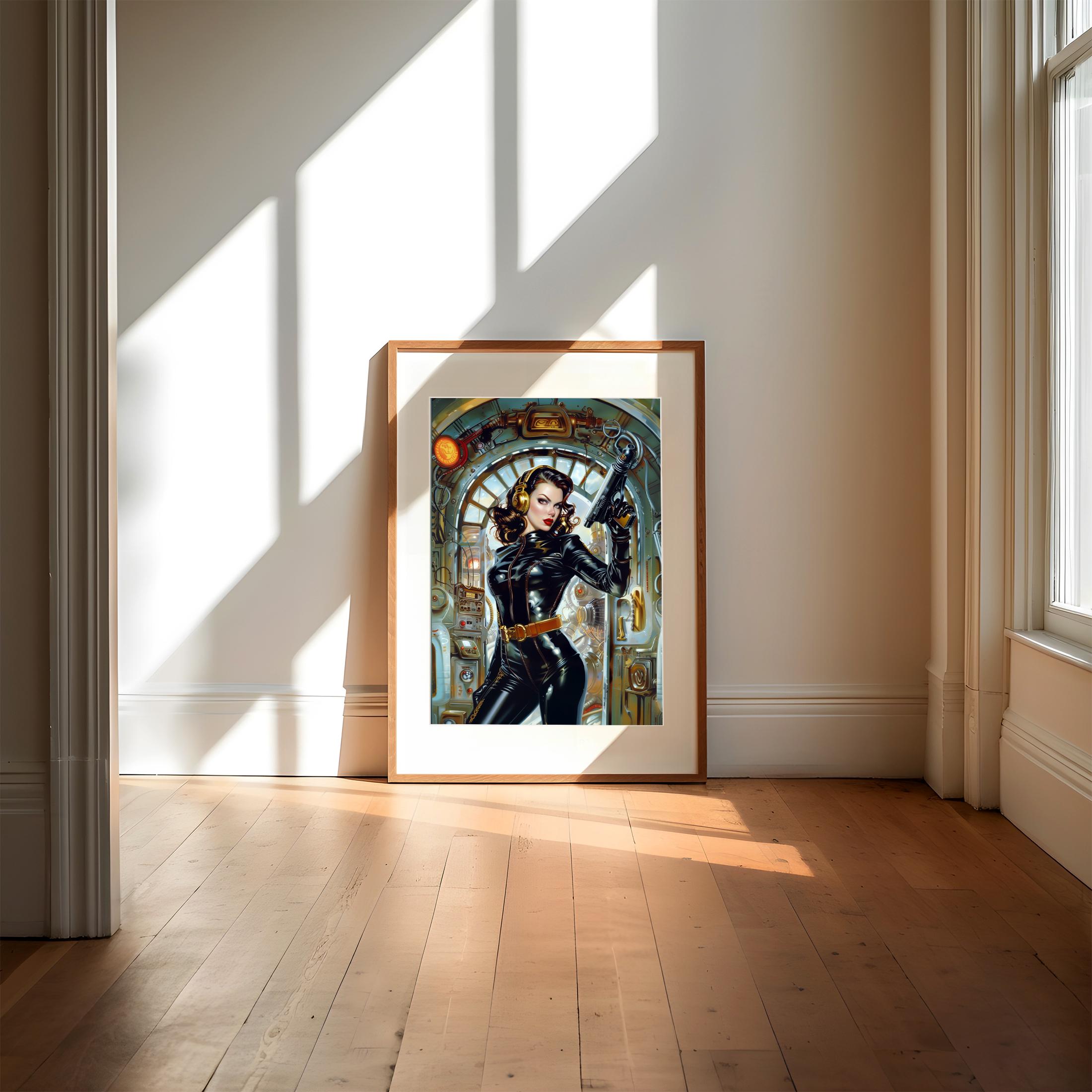 Retro Futuristic Sci-fi Space Woman Warrior Astronaut Pulp Art Poster ...