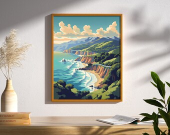 Big Sur California Vintage Travel Poster Art Print Wall Decor Big