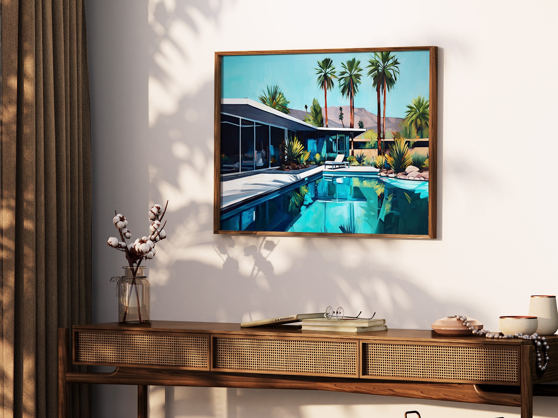 Mid Century Modern Architecture Swimming Pool Print Wall Art Painting ...
