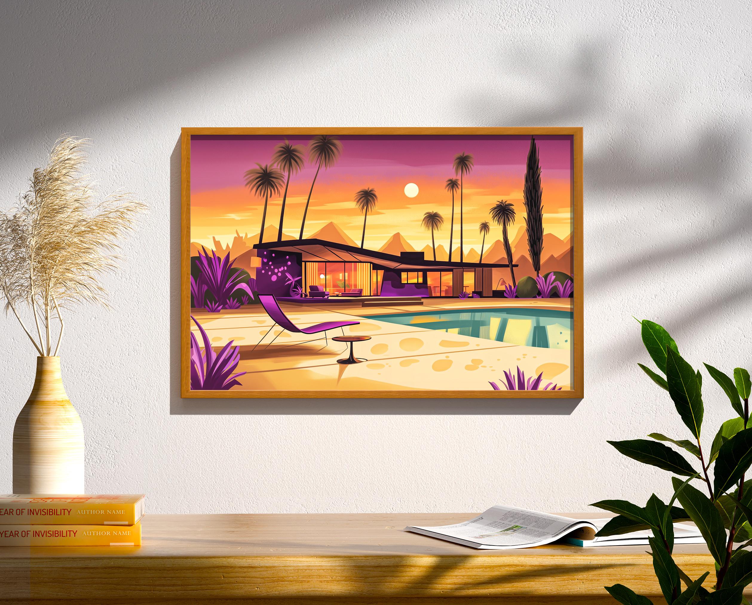 Palm Springs Pool Wall Art | Mid Century Modern House Print