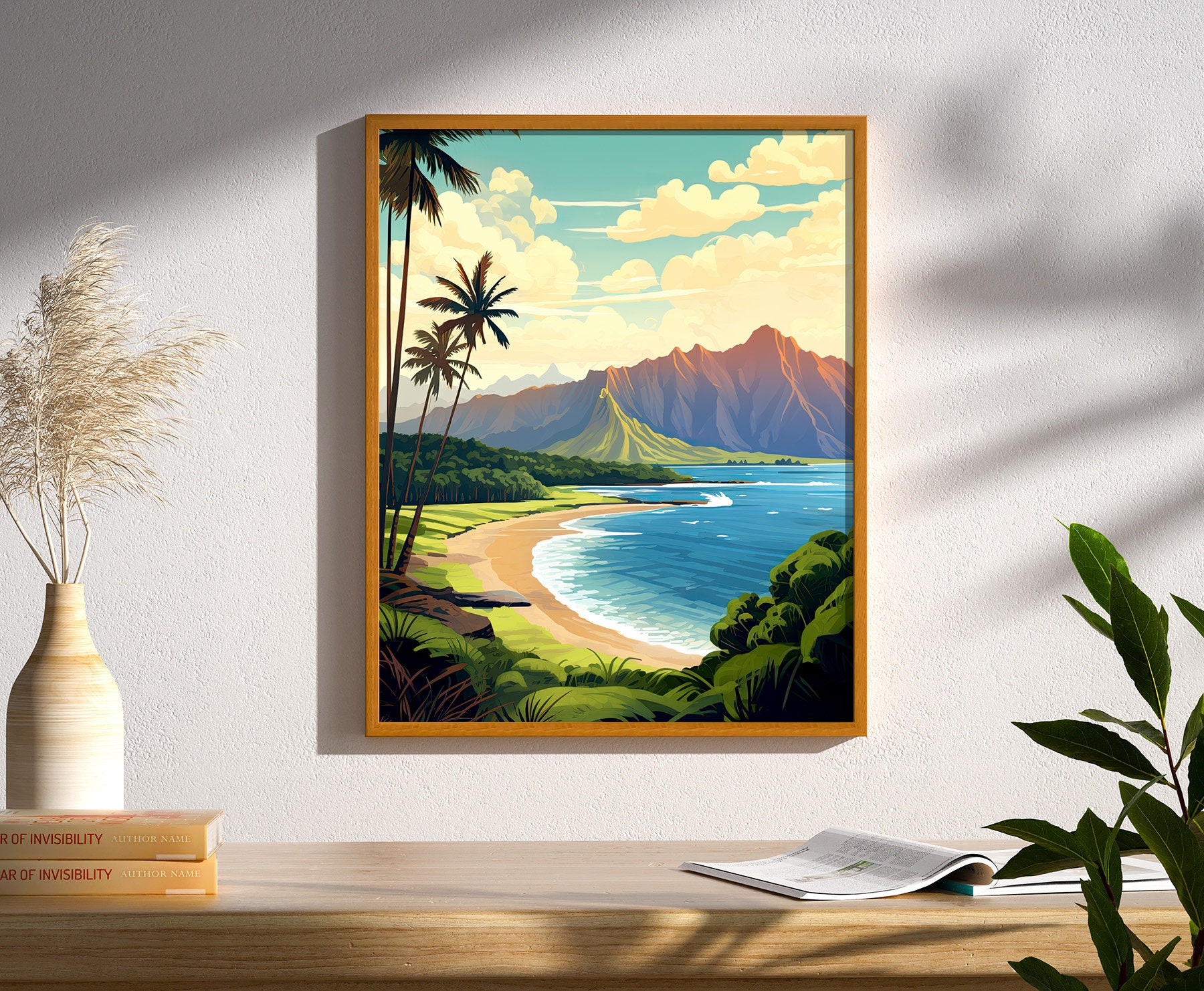 Hawaii Vintage Style Travel Print Poster Maui Hawaii Coastal Wall