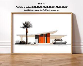 Mid Century Minimalist Architectural Wall Art | Modern House