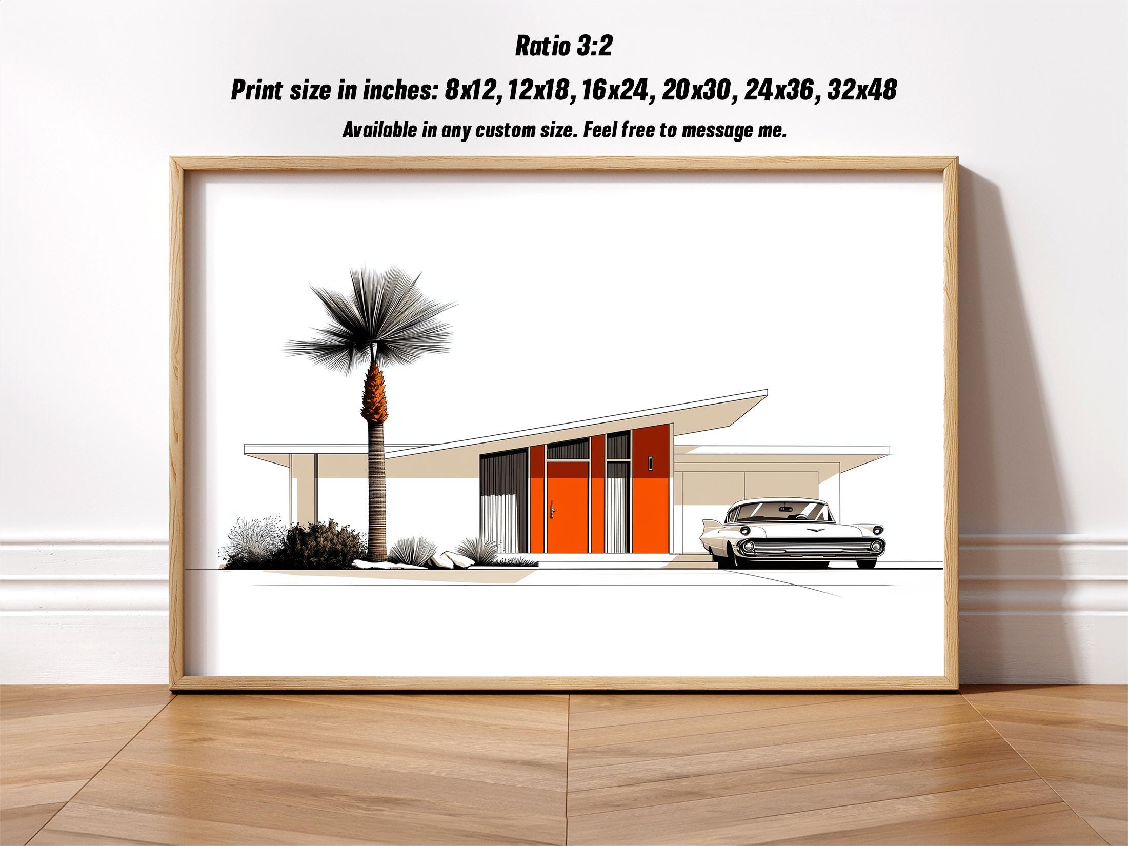 Mid Century Minimalist Architectural Wall Art | Modern House