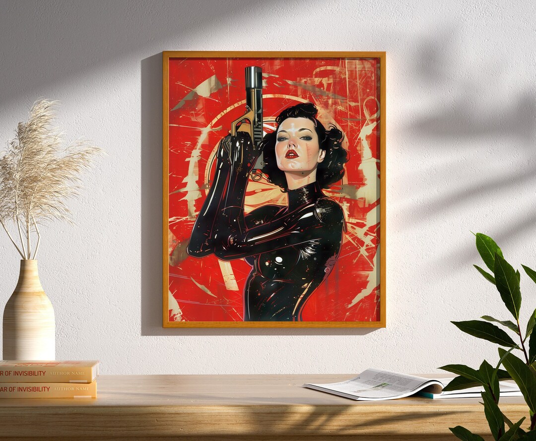 Retrofuture Sci-fi Space Woman Warrior Astronaut Pulp Art Poster Print ...