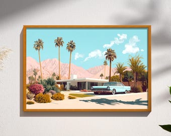 Palm Springs Mid Century Modern Architecture Retro Wall art Print Poster Design Decor