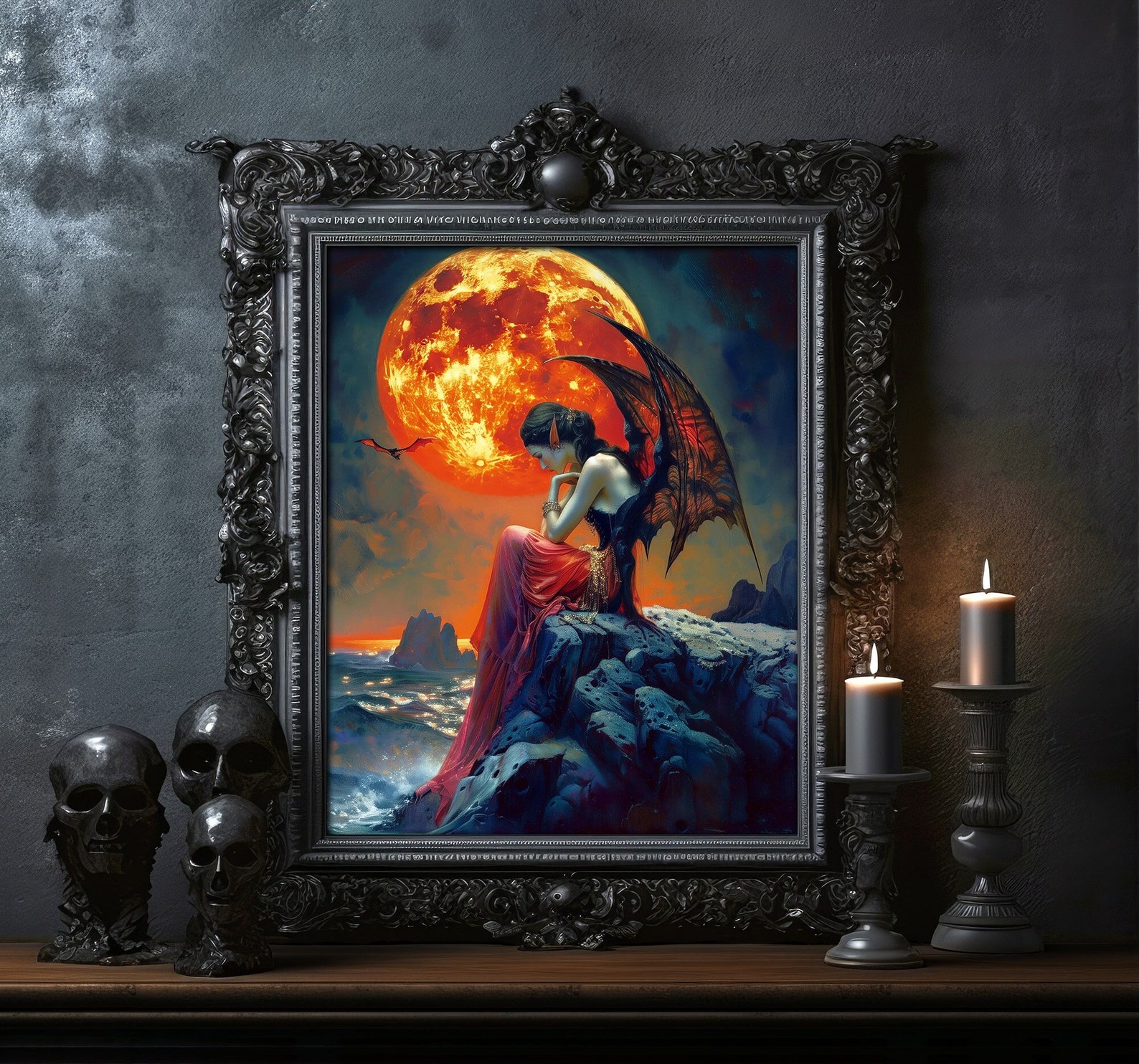 Lilith Demon Queen Gothic Princess Witch Print Poster Wall Art Dark Art ...