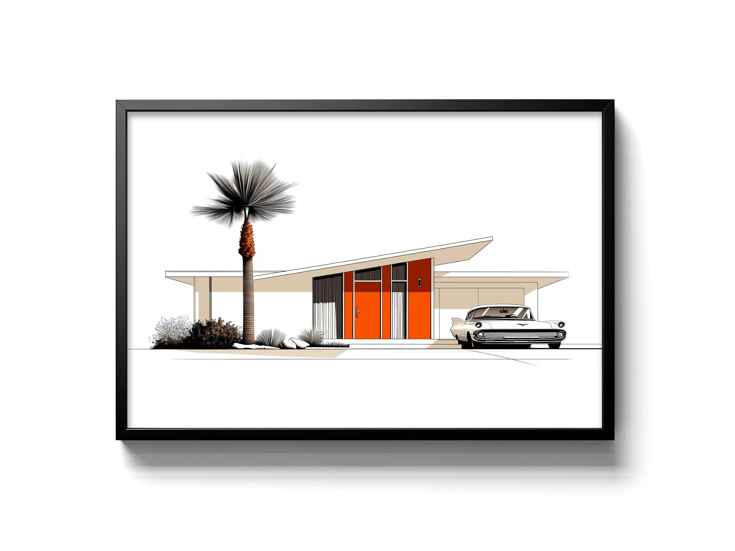 Mid Century Minimalist Architectural Wall Art | Modern House