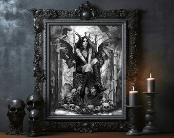 Lilith Demon Princess Gothic Demon Queen Witch Oil Painting Print