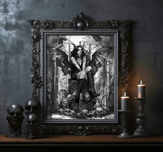 Lilith Demon Princess Gothic Demon Queen Witch Oil Painting Print
