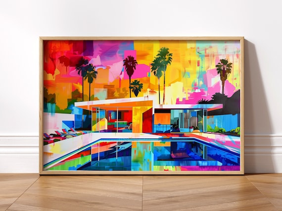 Mid Century Modern House Abstract Wall Art | Expressionist Palm