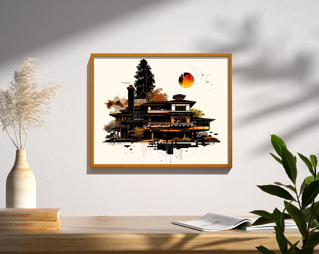 Craftsman House Frank Lloyd Wright Inspired Architecture Art Print ...