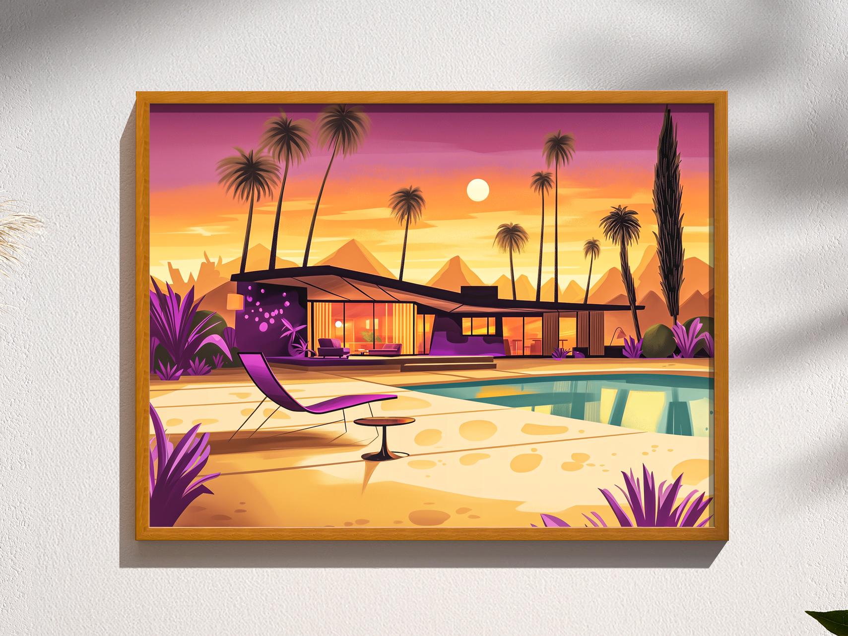 Palm Springs Pool Wall Art | Mid Century Modern House Print