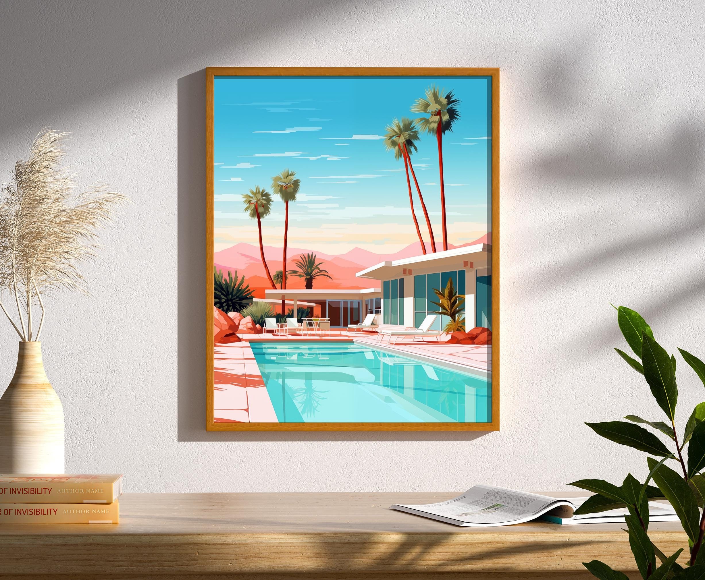 Palm Springs Pool Wall Art | Mid Century Modern House Print