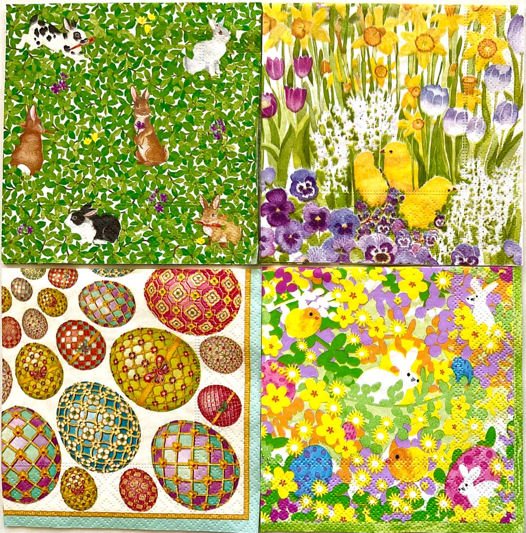 4 Easter Paper Napkins for Decoupage Cocktail Size Caspari Etsy