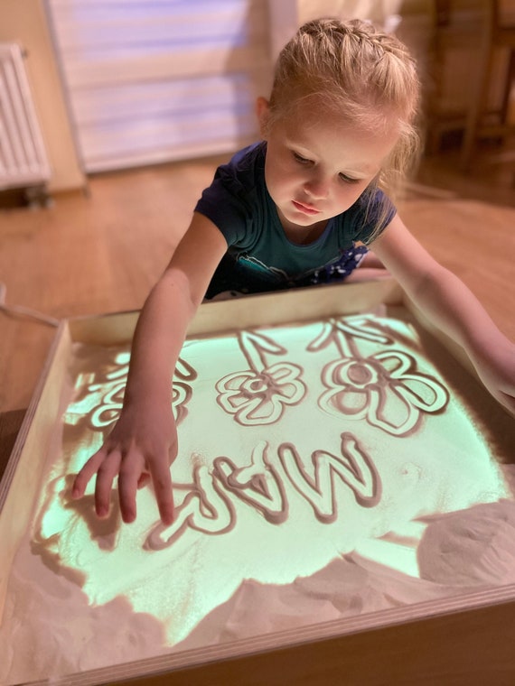 LED Sensory Light Table, Montessori Sand Drawing, Wooden Toy