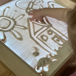 Montessori Sensory Light Table, Wooden LED Sand Box