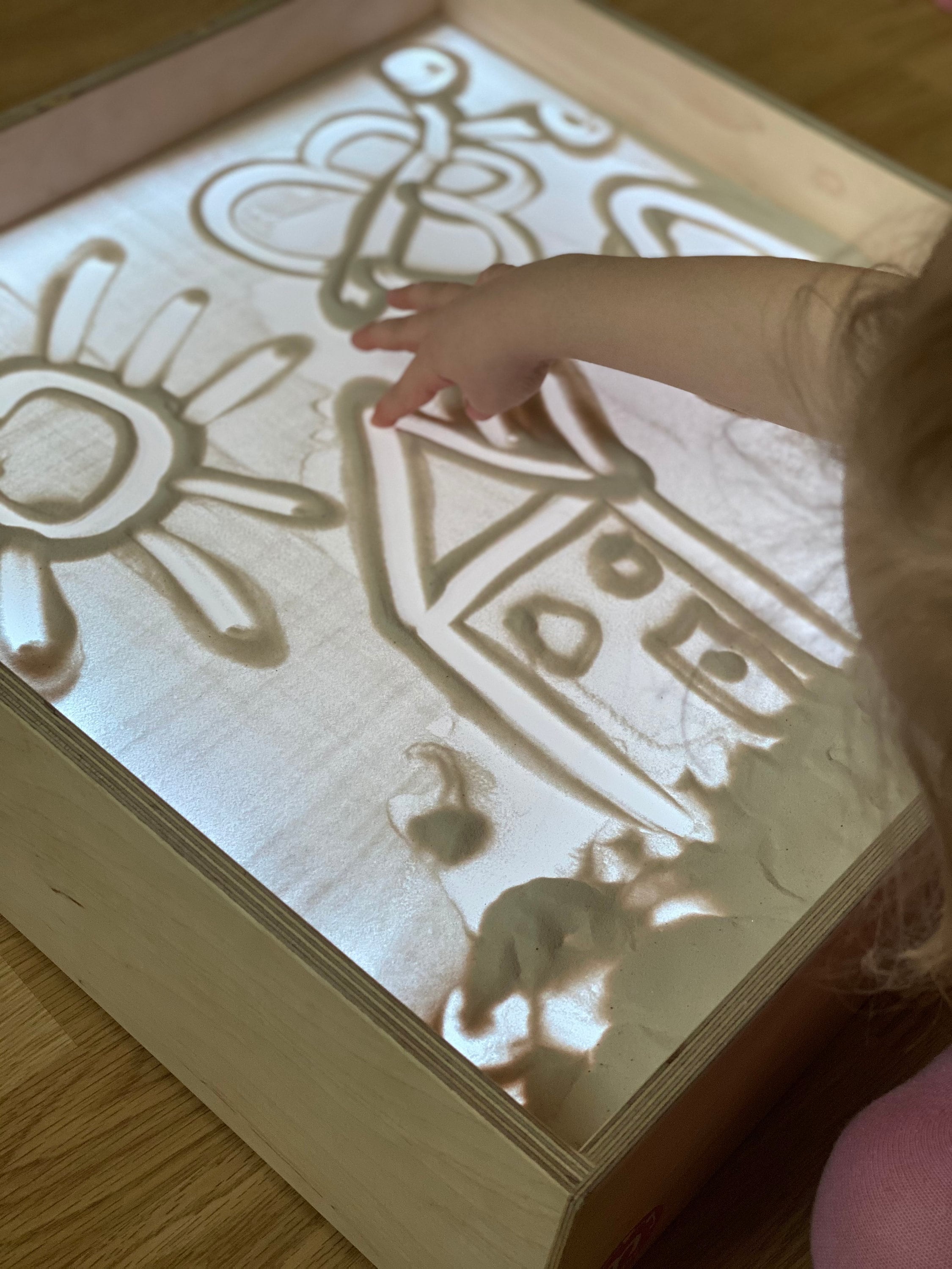 Table lumineuse sensorielle Montessori, bac à sable LED en bois