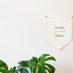 Home Sweet Home Canvas Banner, Christmas Gift, Homeowner Gift, Modern Entryway Decor Hanging Flag, Realtor Gift, Christmas Gift for Couple