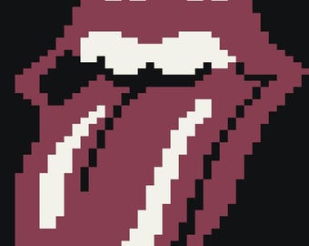 Rolling Stones Logo Decke Muster | Grobstrick Decke | Finger stricken PDF | Rock & Roll Überwurf | DIY-Muster | Flügel Digital