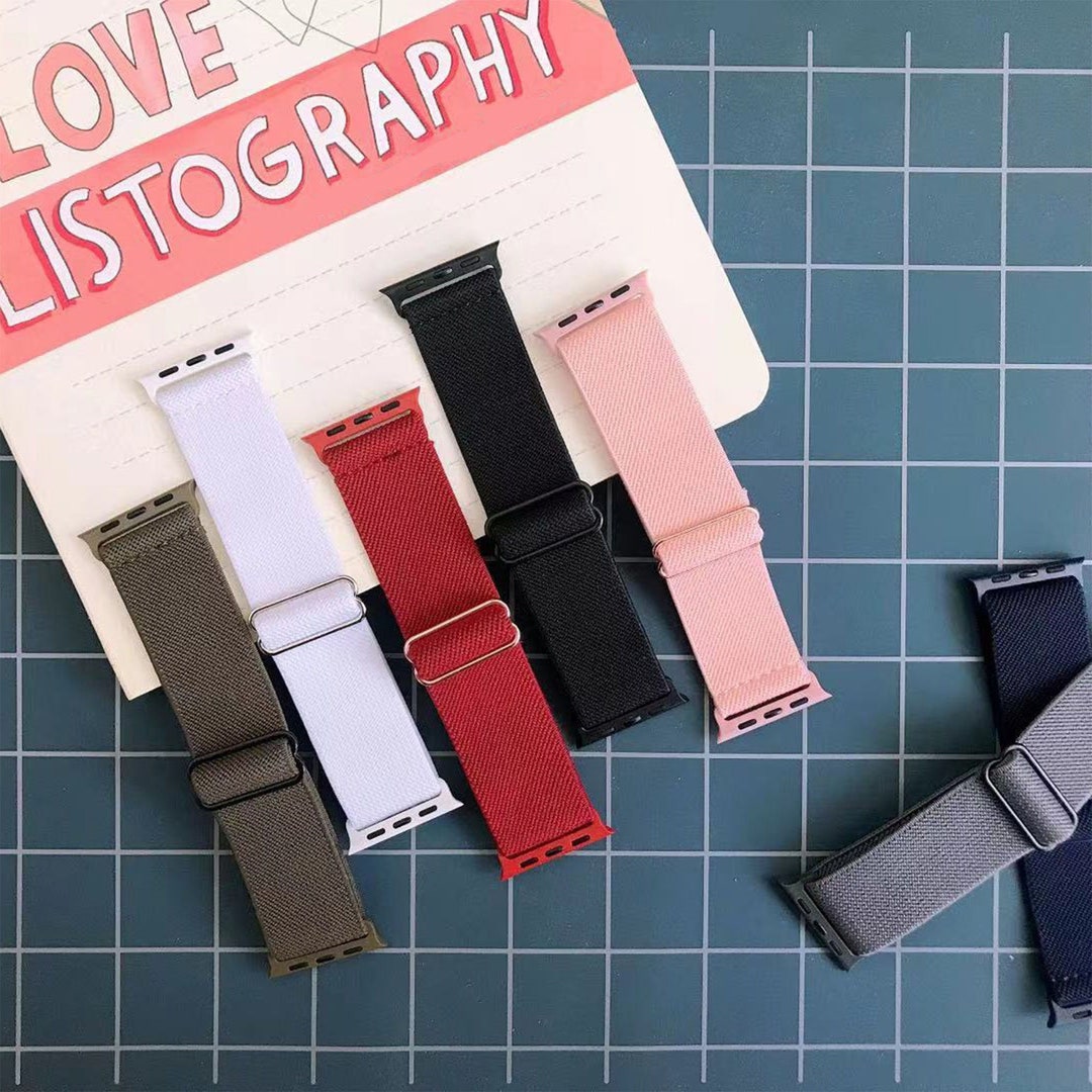Stretchy Apple Watch Band Elastic Braided Nylon Solo Loop Strap for