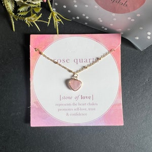 Rose quartz heart necklace / necklace / crystal necklace / healing / chakra / gift idea / rose quartz pendant / minimalist