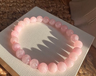 High Quality Rose Quartz Bracelet ~ Beaded Bracelet ~ Gift Idea ~ Gemstone Bracelet ~ Rose Quartz