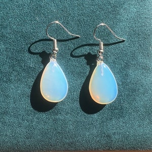 Opalite platinum plated brass teardrop earrings / earrings / gift / healing gift / gift idea / teardrop earrings / minimalist