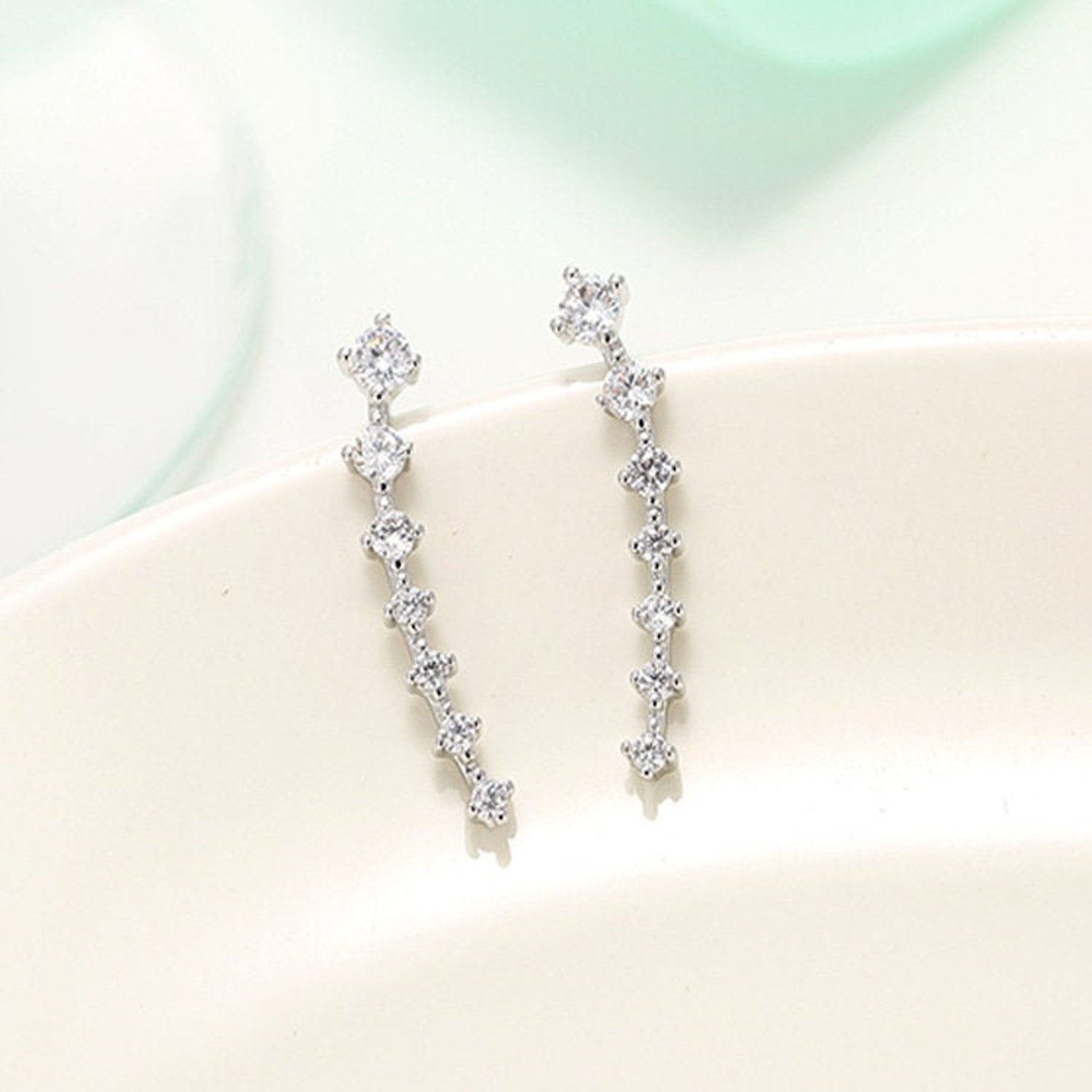 Ear Climber Hypoallergenic Earrings Pair Of Handmade Crystal Etsy