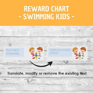 Children Swimming Reward Chart for Kids - Digital and Text Editable - Etsy