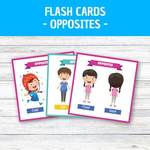 Flashcards de Opostos para Crianças - 18 Cartões Imprimíveis para Aprender Opostos, Ferramenta Educacional para Casa, Escola e Creche