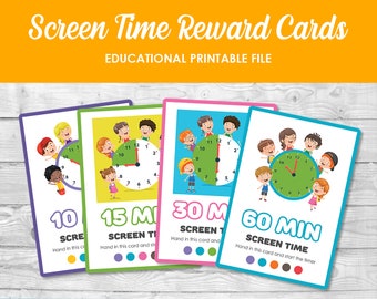 Screen Time Reward Cards - Limit Time Behind Laptop, Mobile Phone and Tablet - Internet Time