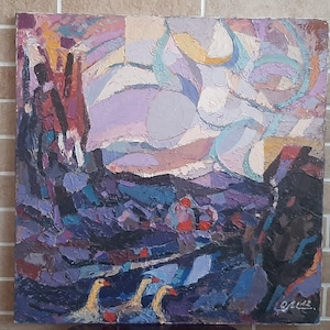 Original Oil Painting on Canvas, Expressionist Landscape, Oil painting, Original Art, Ukrainian artis, Olexy Mishchenko, Wall Art, Gift